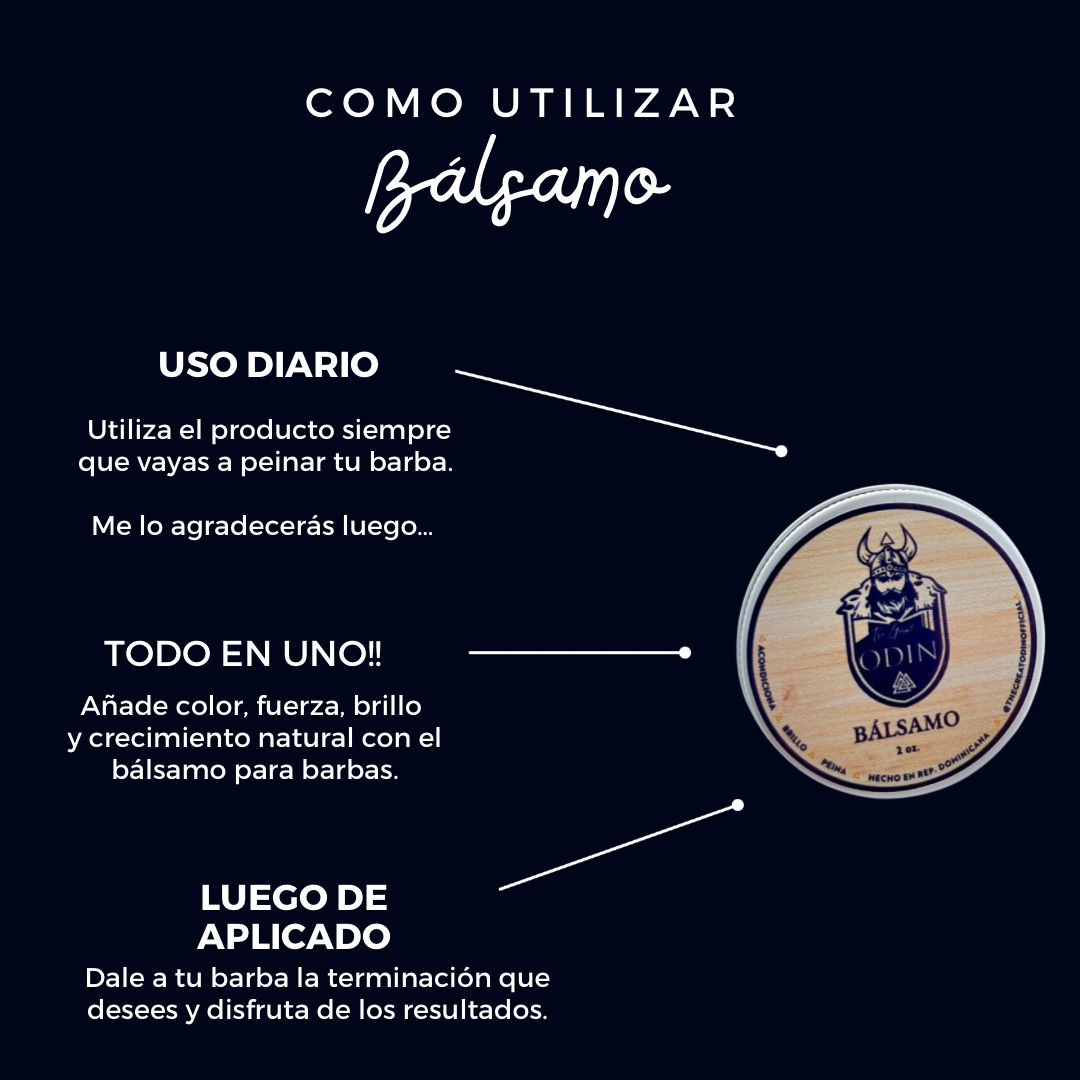 The Great Odin Hidratación Profunda kit de limpieza, incluye bálsamo en fondo negro con explicación.