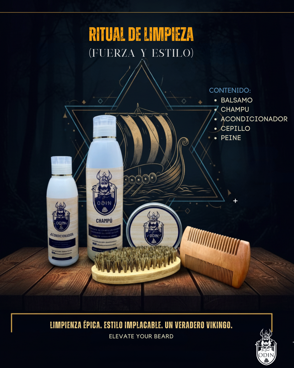 Kit de limpieza Ritual de Limpieza HIDRATACION PROFUNDA de The Great Odin, mostrando productos en un elegante diseño.